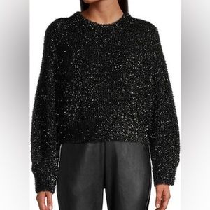 Elie Tahari Black Metallic Tinsel Sparkle Sweater - US S, UK 8/10, IT 42/44